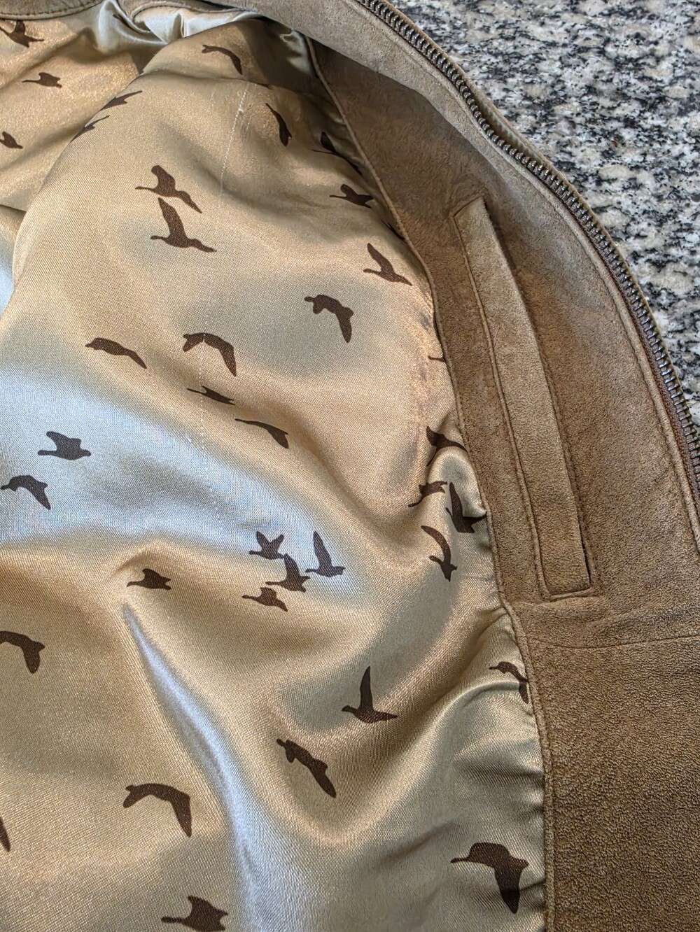 Eddie Bauer Seattle Suede Leather Jacket L Tan Brown Safari Field Coat - Picture 7 of 13
